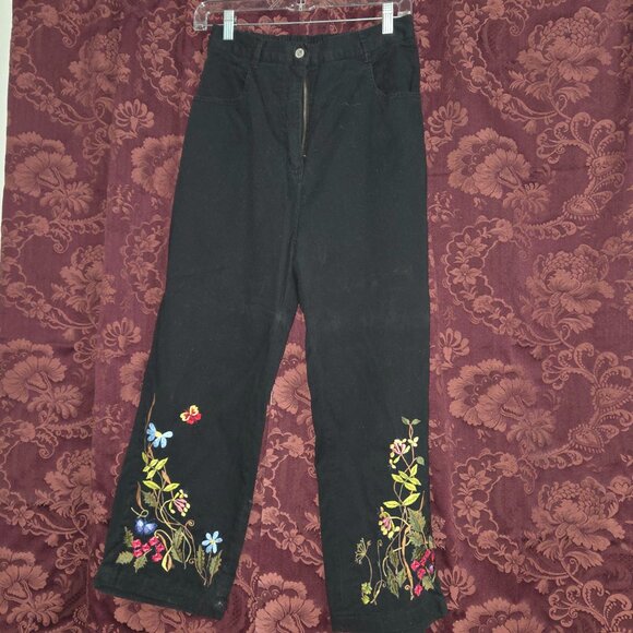 SW Studio West Women's Size Med Embroidered Pants - Picture 1 of 6